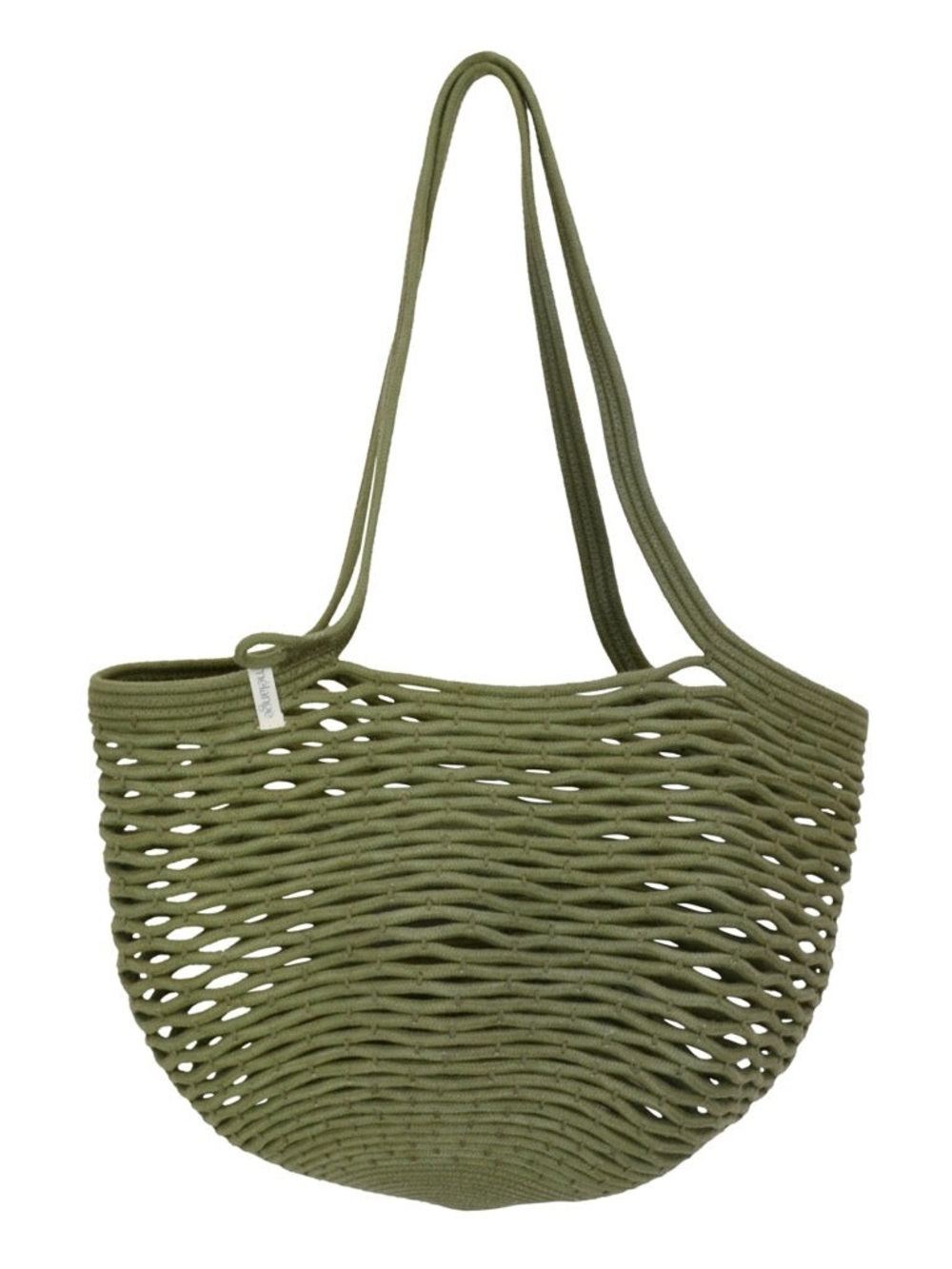 Olive Green Woven Rope Cotton Tote Bag